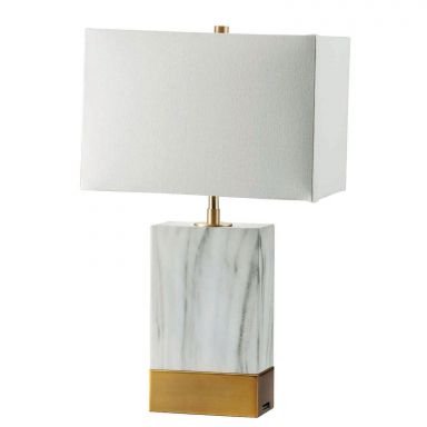 20"H White Marble Gold Table Lamp