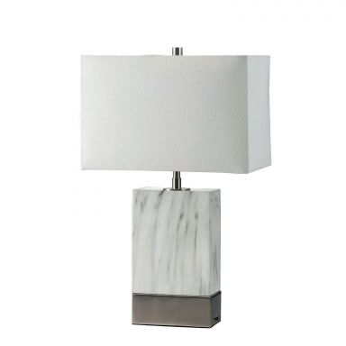 20"H White Marble Steel Table Lamp