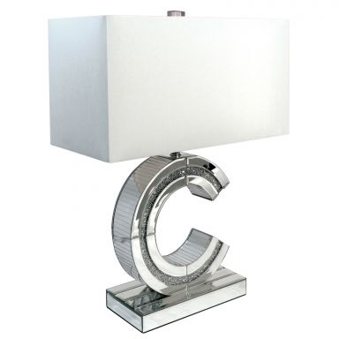 Table Lamp, Silver/White