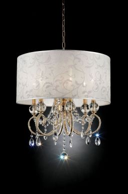 24.5"H Gold Ceiling Lamp, Hanging Crystal