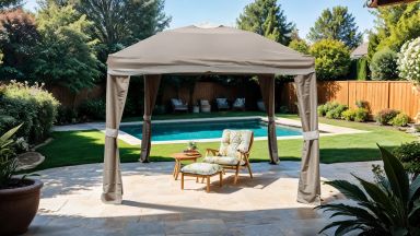 Outdoor Pop-Up Canopy 10' X 10', Beige