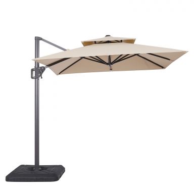 8' Square Umbrella, Double Top, Tan