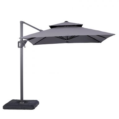 8' Square Umbrella, Double Top, Gray