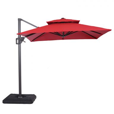8' Square Umbrella, Double Top, Red