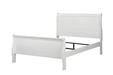 Louis Philippe Wooden Teenager Full Bed (White)