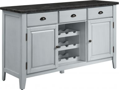 Lanton 3 Drawers Server w/Marble Top (Natural Marble & Antique White Finish)