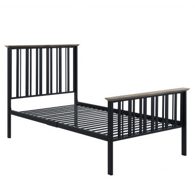 Zudora  Teenager Twin Bed  (Antique Oak & Black Finish)