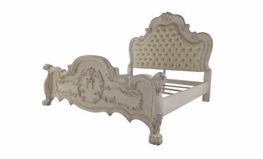 Dresden  Upholstered California King Bed (Synthetic Leather & Bone White Finish)
