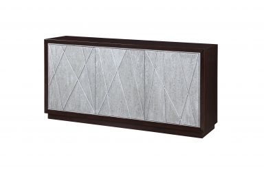 Geranio 68"L Console Cabinet (Metallic Silver & Walnut Finish)