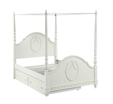 Dorothy Wooden Teenager Twin Bed (Wooden Poster) (Ivory Finish)