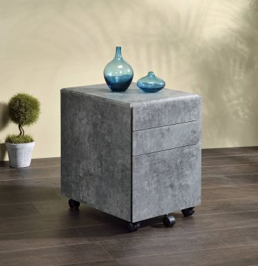 Jurgen 16"L File Cabinet (Faux Concrete & Silver)