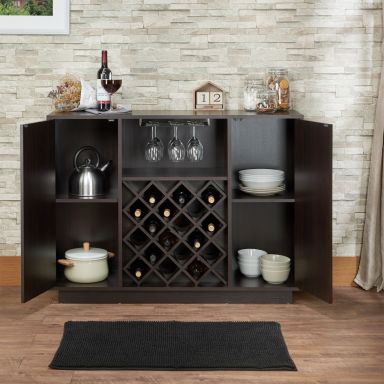 Hazen 47"L Rectangular Server w/Wine Rack & Cup Holder (Espresso)