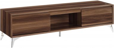Raceloma 71"L Rectangular TV Stand (LED, Walnut & Chrome Finish)