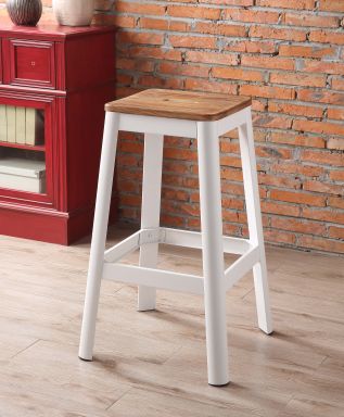 Jacotte 30"H Metal Bar Stool (Natural & White)