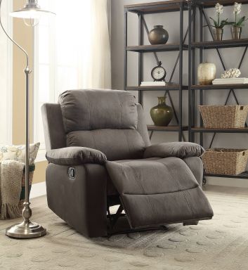Bina 38"W Upholstered Motion Recliner (Charcoal Polished Microfiber)