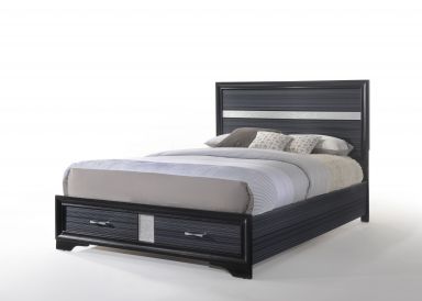 Naima Wooden Queen Bed w/Storage (Black)
