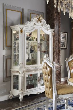 Picardy 4 Doors Lighted Curio (Antique Pearl)