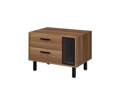 Trolgar 2 Drawers Rectangular Accent Table (Brown Oak & Black Finish)