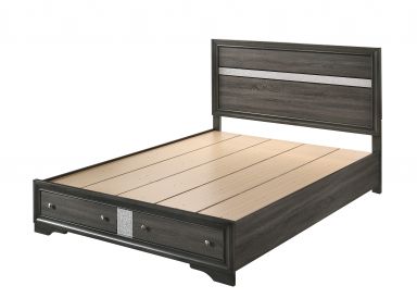 Naima Wooden Eastern King Bed w/Storage (Gray)