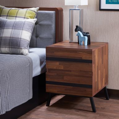 Karine 2 Drawers Rectangular Accent Table (Walnut & Black)