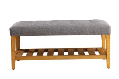 Charla 40"L Upholstered Bench (Gray & Oak)