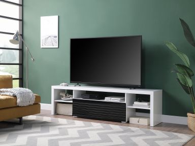 Buck II 1 Drawer TV Stand (White & Black High Gloss Finish)