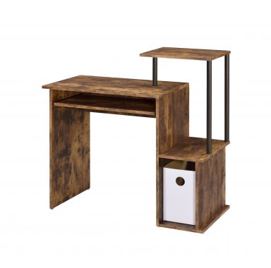 Lyphre 37"L Computer Desk (Weathered Oak & Black Finish)