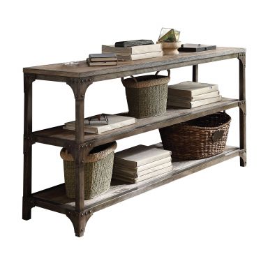 Gorden 60"L Rectangular Console Table (Weathered Oak & Antique Silver)