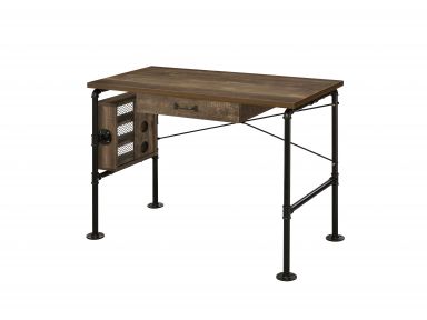 Endang 1 Drawer 39"L Writing Desk (Weathered Oak & Black Finish)