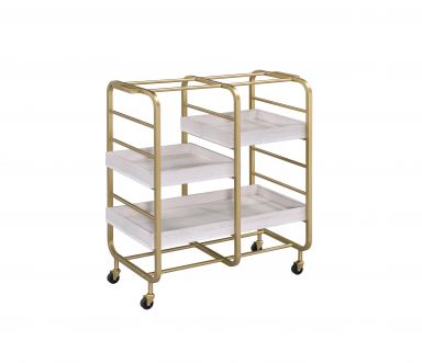 Vorrik 34"L Serving Cart (Gold & White-Washed)