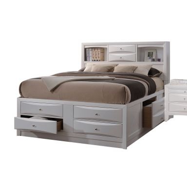 Ireland Wooden Eastern King Bed w/Storage (White)