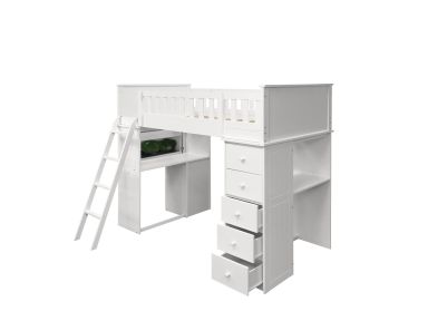 Willoughby Wooden Teenager Twin Loft Bed (White)
