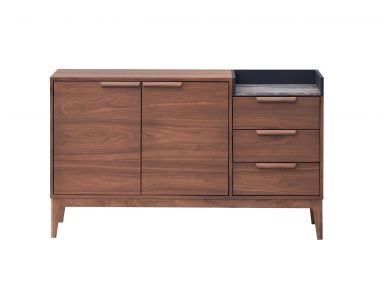 Bevis 53"L Server (Engineered Stone & Walnut Finish)