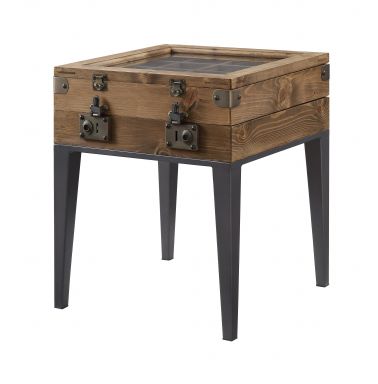 Kolin Square Accent Table (Rustic Oak & Matte Gray)