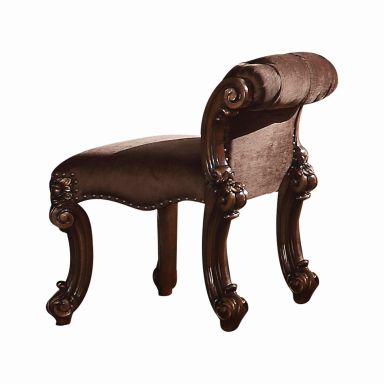 Vendome 28"H Upholstered Vanity Stool (Fabric & Cherry)