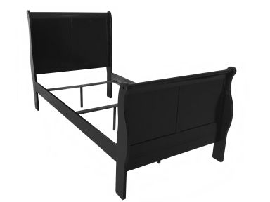 Louis Philippe III Wooden Teenager Twin Bed (Black)