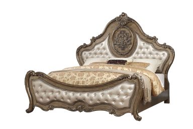 Ragenardus Upholstered CK Bed (Synthetic Leather & Vintage Oak)