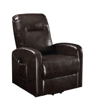 Kasia 38"W Upholstered Recliner w/Power Lift (Espresso Synthetic Leather)