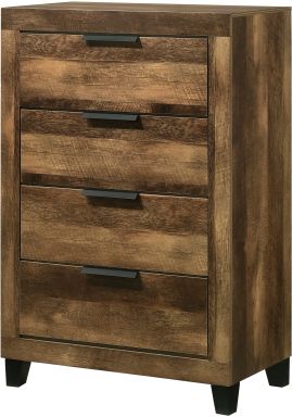 Morales 31"L 4 Drawers Chest (Rustic Oak Finish)