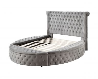 Gaiva Upholstered Queen Bed w/Storage (Gray Velvet)