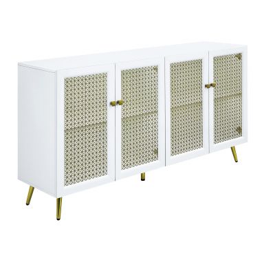 Gaerwn 61"L Console Cabinet w/LED (White High Gloss Finish)