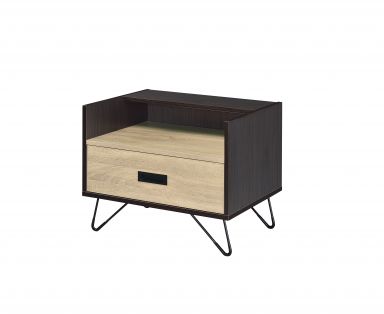 Melkree 1 Drawer Rectangular Accent Table (Oak & Black Finish)