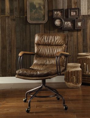 Harith Top Grain Leather Office Chair (Vintage Whiskey Top Grain Leather)