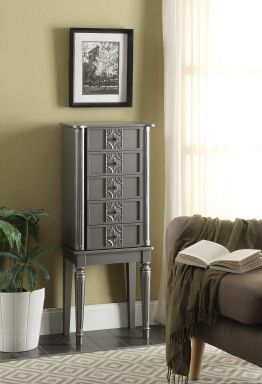 Tammy 16"Wide Jewelry Armoire w/4 Drawers (Silver)