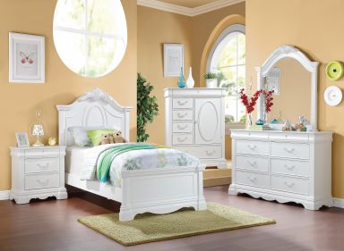Estrella Wooden Teenager Twin Bed (White)