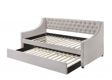 Lianna Upholstered Daybed w/Trundle (Twin) (Fog Fabric)