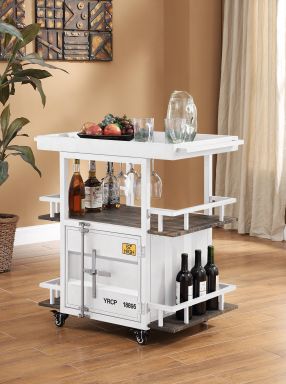 Cargo 36"L Serving Cart (Antique Walnut & White)