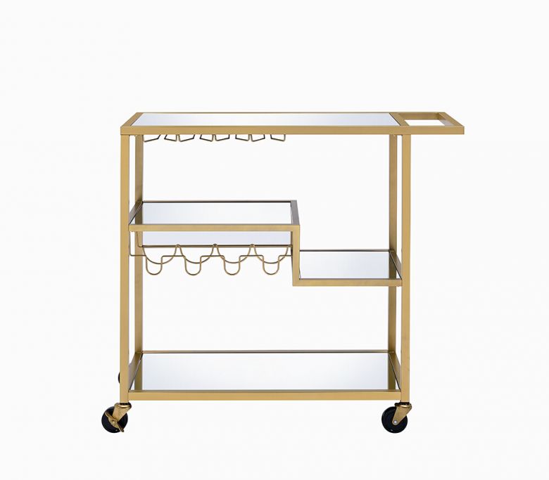 Adamsen 40"L Serving Cart (Champagne & Mirror)