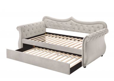 Adkins Upholstered Daybed w/Trundle (Twin) (Beige Linen)