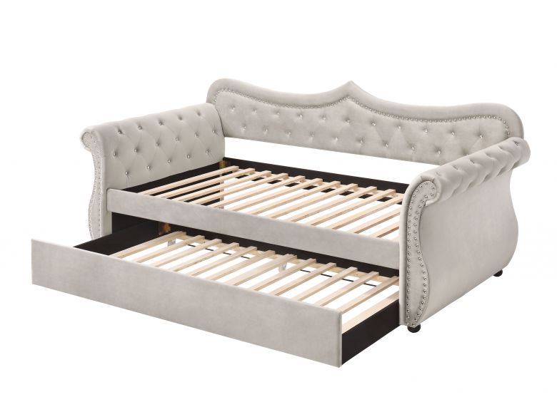 Adkins Upholstered Daybed w/Trundle (Twin) (Beige Linen)